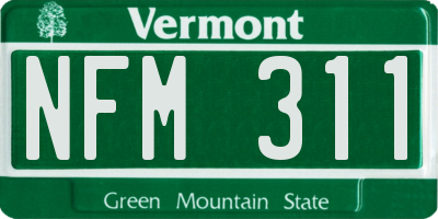 VT license plate NFM311