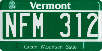 VT license plate NFM312