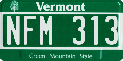 VT license plate NFM313