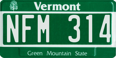 VT license plate NFM314