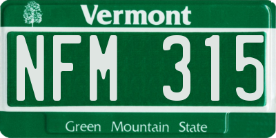 VT license plate NFM315