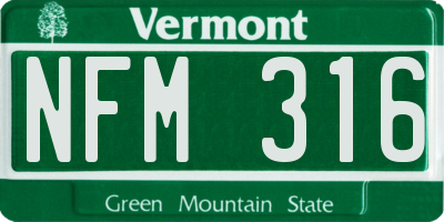 VT license plate NFM316