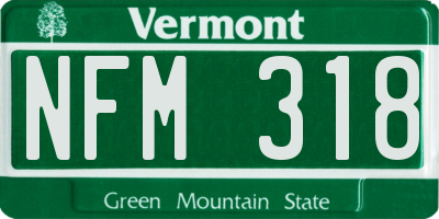 VT license plate NFM318