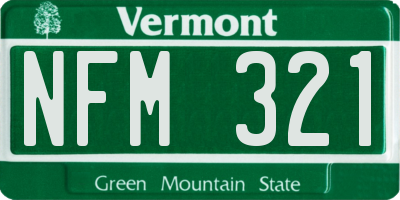 VT license plate NFM321