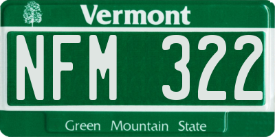 VT license plate NFM322