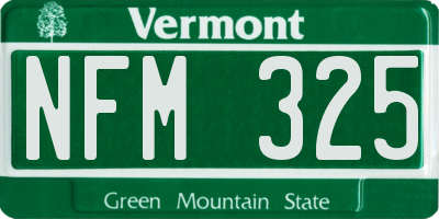 VT license plate NFM325