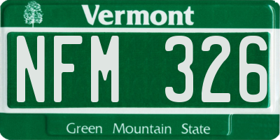 VT license plate NFM326