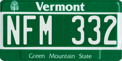 VT license plate NFM332