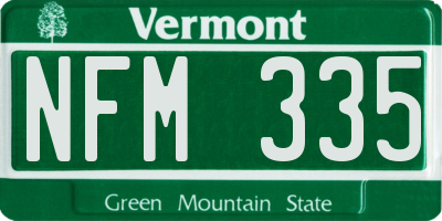 VT license plate NFM335