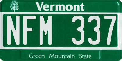 VT license plate NFM337