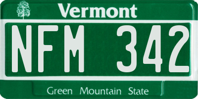 VT license plate NFM342