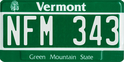 VT license plate NFM343