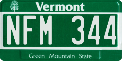 VT license plate NFM344