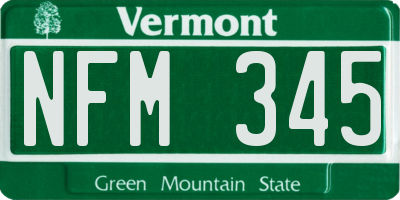 VT license plate NFM345