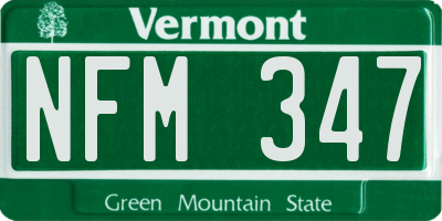 VT license plate NFM347