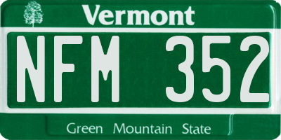 VT license plate NFM352