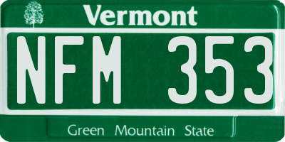 VT license plate NFM353