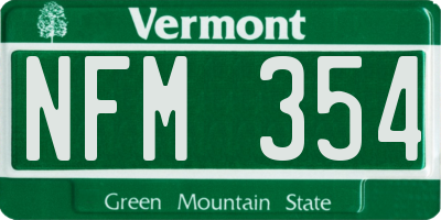 VT license plate NFM354