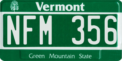 VT license plate NFM356