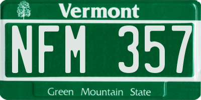 VT license plate NFM357