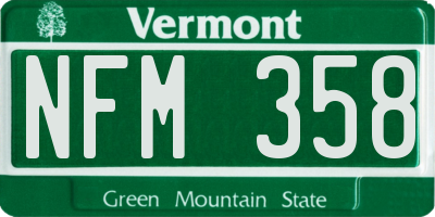 VT license plate NFM358