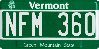 VT license plate NFM360