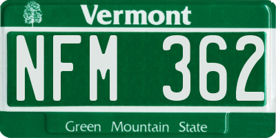 VT license plate NFM362