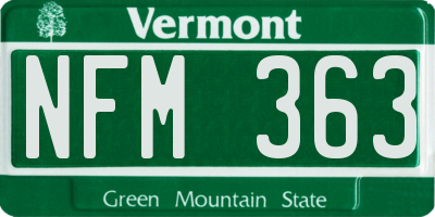 VT license plate NFM363
