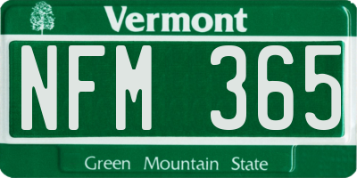 VT license plate NFM365