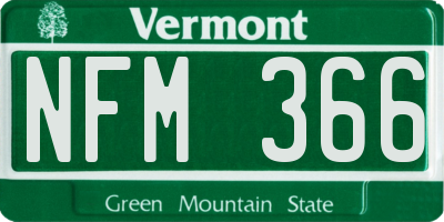 VT license plate NFM366