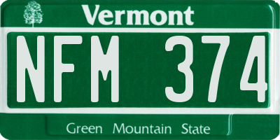 VT license plate NFM374