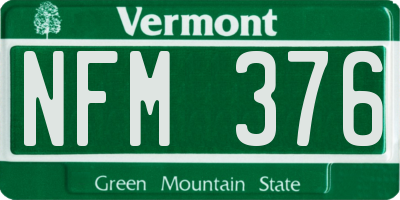 VT license plate NFM376