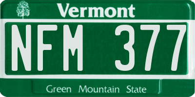 VT license plate NFM377