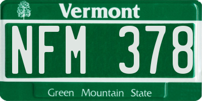 VT license plate NFM378