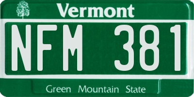 VT license plate NFM381