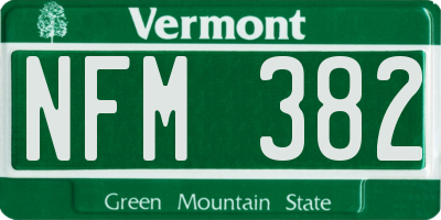 VT license plate NFM382