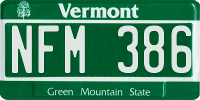 VT license plate NFM386