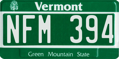 VT license plate NFM394