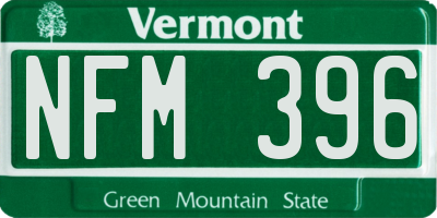 VT license plate NFM396