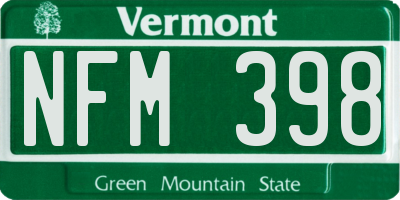VT license plate NFM398