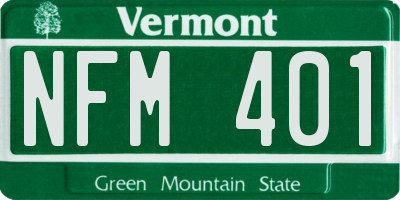 VT license plate NFM401