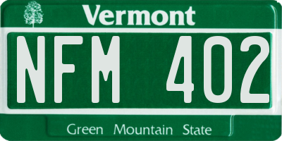 VT license plate NFM402