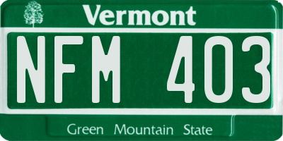 VT license plate NFM403