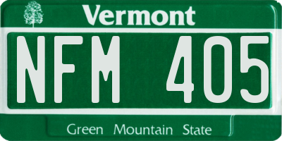 VT license plate NFM405