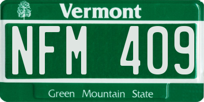 VT license plate NFM409