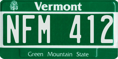 VT license plate NFM412