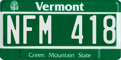 VT license plate NFM418