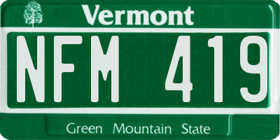 VT license plate NFM419