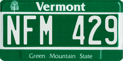 VT license plate NFM429