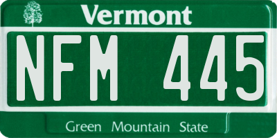 VT license plate NFM445